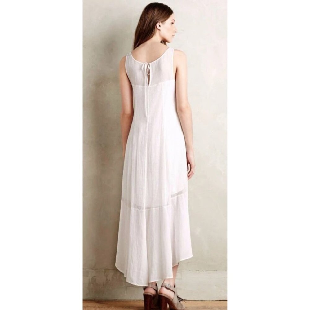 Anthropologie Leifsdottir Womens White Lined Hi-Low Hem Gauze Midi Dress Size S - Picture 2 of 12